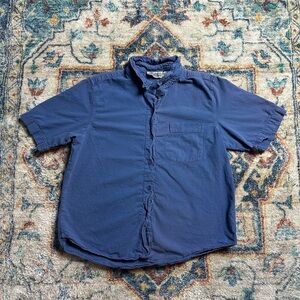 Vintage Tradition Blue Short Sleeve Button-up Shirt Medium
